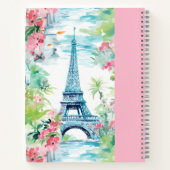Tour Eiffel Paris France Pink Floral Journal (Dos)