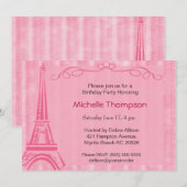 Tour Eiffel Paris Invitations d'anniversaire (Devant / Derrière)