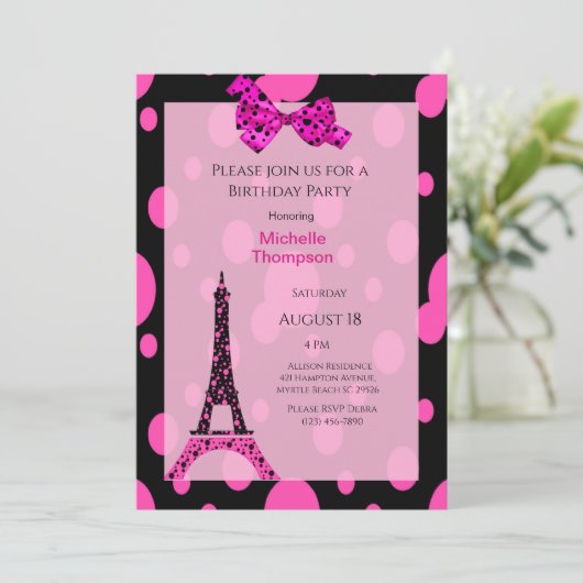 Tour Eiffel Paris Invitations d'anniversaire (Debout devant)