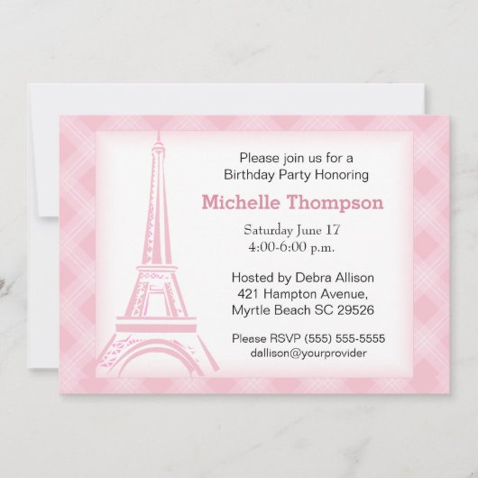 Tour Eiffel Paris Invitations d'anniversaire (Devant)