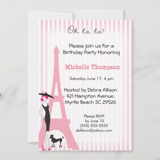 Tour Eiffel Paris Invitations d'anniversaire (Devant)