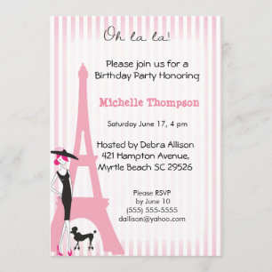 Tour Eiffel Paris Invitations d'anniversaire