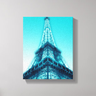 Tour Eiffel Paris Toile bleue enveloppée 8x10