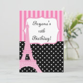 Tour Eiffel Parisienne Invitation Rose Points Fran (Debout devant)