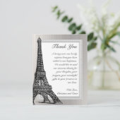 Tour Eiffel PLAT de noir du carte de remerciements (Debout devant)