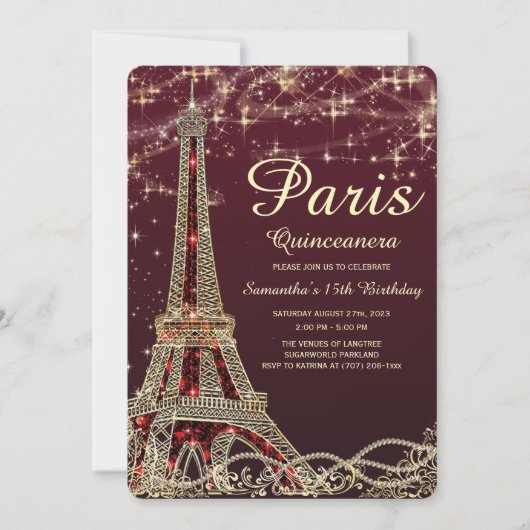 Tour Eiffel Quinceanera Invitation (Devant)