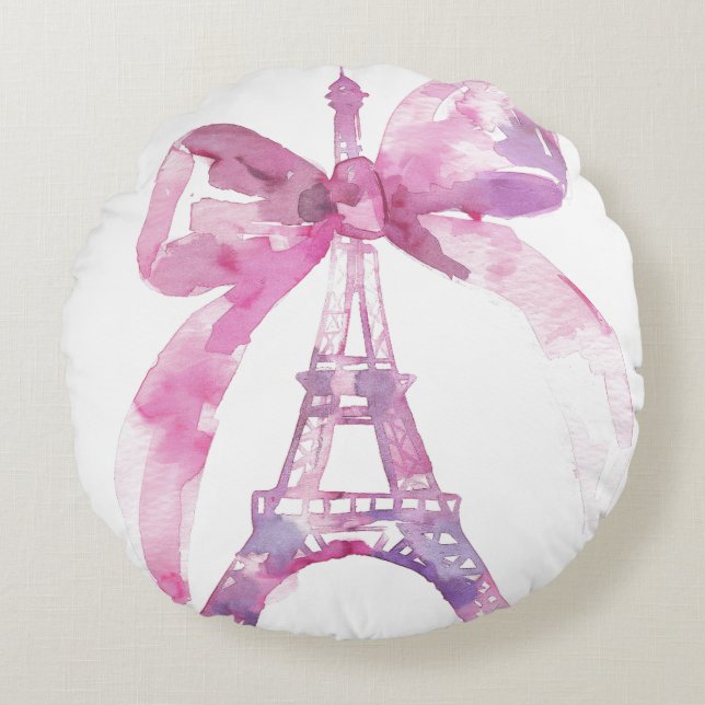 Tour Eiffel rose Coussin ronde (Devant)
