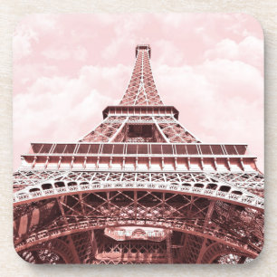 Tour Eiffel rose, dessous de verre de liège de