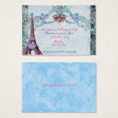 Tour Eiffel rose et bleu rose carte de visite (Devant & derrière)