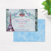 Tour Eiffel rose et bleu rose carte de visite (Bureau)