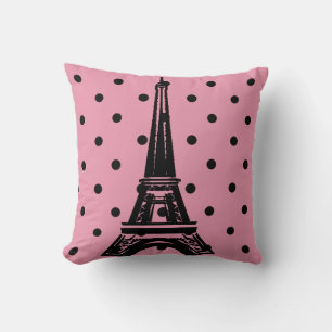 Tour Eiffel rose et noir Coussins