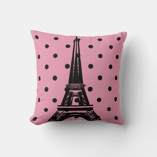 Tour Eiffel rose et noir Coussins (Recto)