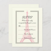 Tour Eiffel rose mariage Paris sur carte RSVP ivoi (Devant / Derrière)