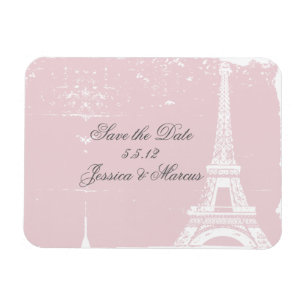Tour Eiffel rose Sauvez la date Magnets Mariage