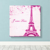 Tour Eiffel rose Toile Enveloppée (Insitu (Plancher de Bois))