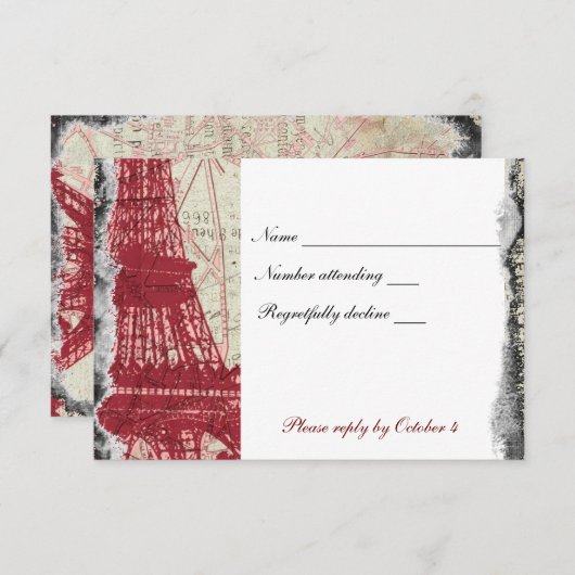 Tour Eiffel rouge parisienne en tatouage rsvp avec (Devant / Derrière)