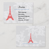 Tour Eiffel rouge sur Carte de visite dentelle (Devant / Derrière)