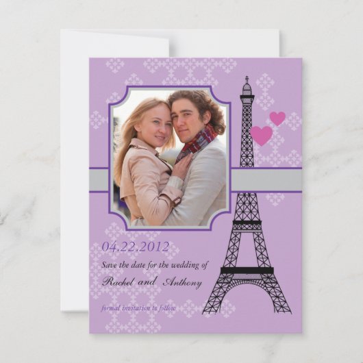 Tour Eiffel Sauvez La Date Invitation Carte photo (Devant)
