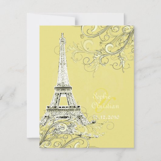 Tour Eiffel + spirales Faire-part de mariage (Devant)