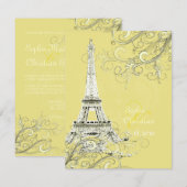 Tour Eiffel + spirales Faire-part de mariage (Devant / Derrière)