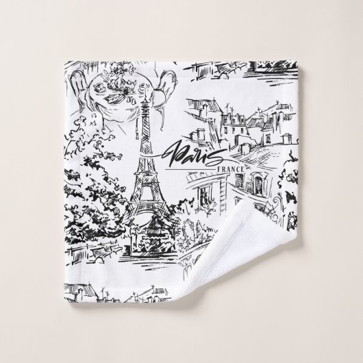 Tour Eiffel Tour Eiffel - Noir et blanc Ensemble d (Gant de toilette)