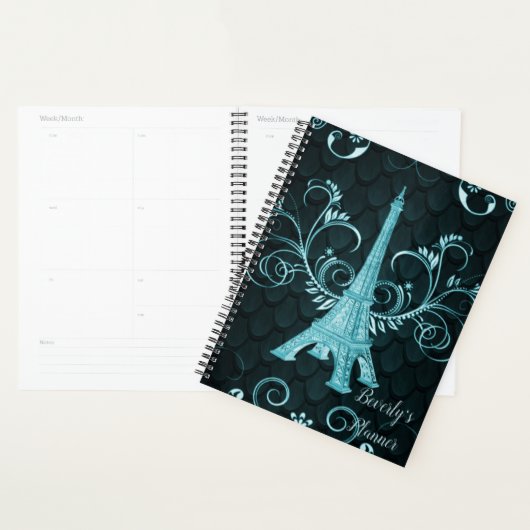 Tour Eiffel Turquoise Floral (Devant avec enveloppe)