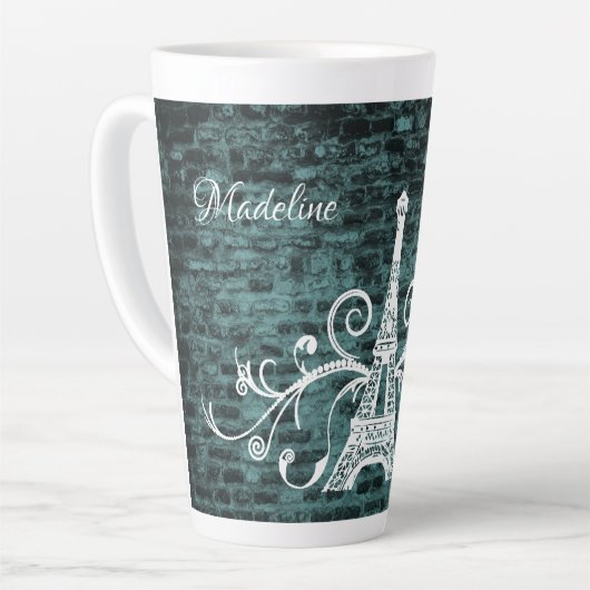 Tour Eiffel turquoise Grunge Latte Mug (Angle gauche)