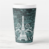 Tour Eiffel turquoise Grunge Latte Mug (Devant)