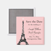 Tour Eiffel Twinkles Save the Date Magnet (rose) (Recto/Verso)