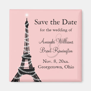 Tour Eiffel Twinkles Save the Date Magnet (rose)