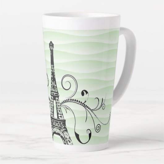 Tour Eiffel Vert Flourdissant Latte Mug (Angle droit)