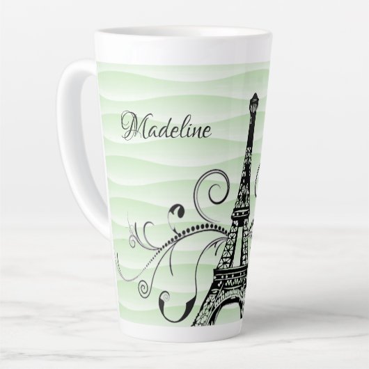 Tour Eiffel Vert Flourdissant Latte Mug (Angle gauche)