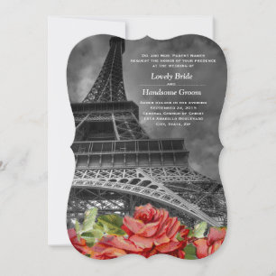 Tour Eiffel Vintage Faire-part de mariage floral