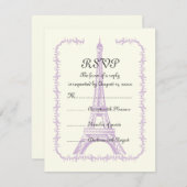 Tour Eiffel violet mariage Paris en ivoire RSVP (Devant / Derrière)