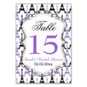 Tour Eiffel Violet Numéros de table personnalisés (Dos)