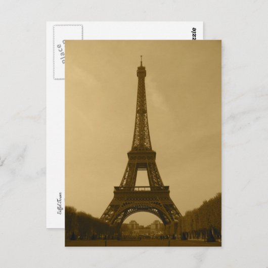 Tour Eiffel vue frontale sepia Carte postale (Devant / Derrière)