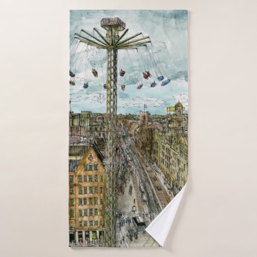 Tour européen d'oscillation d'aquarelle des (Serviette de bain)