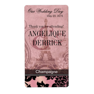Tour Fleur de Paris Eiffel   Étiquette de vin rose