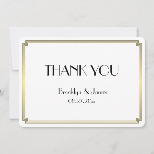 Tour Great Gatsby Art Déco Mariage or Merci (Devant)