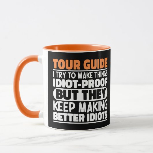Tour Guide Ik probeer dingen grappig te maken geze Mok (Links)