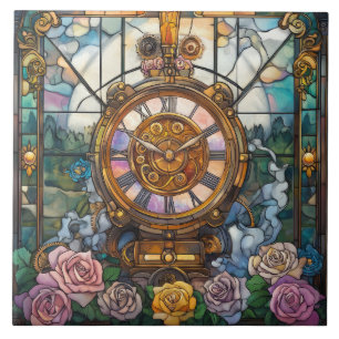 Tour horlogère Steampunk en carreau de céramique