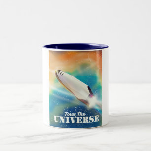 Tour The Universe ruimte kunst. Tweekleurige Koffiemok