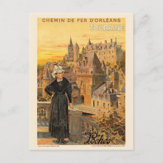 Touraine Loches France Vintage Poster 1906 Briefkaart (Voorkant)