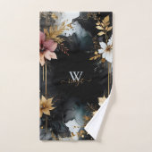tourbillon de marbre floral de luxe noir & or (Serviette à main)