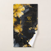 tourbillon de marbre floral de luxe noir & or (Serviette à main)