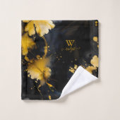 tourbillon de marbre floral de luxe noir & or (Gant de toilette)