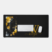 tourbillon de marbre floral de luxe noir & or (Clavier et souris)