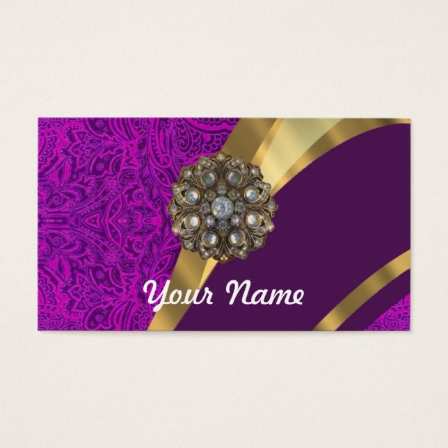 Tourbillon d'or damassé fleuri violet (Devant)