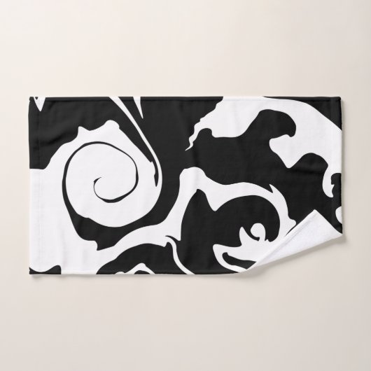 Tourbillon noir et Marbre blanc moderne (Serviette à main)