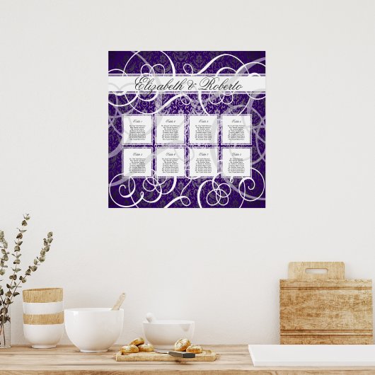 Tourbillon pourpre à damas 8 Tableau de siège (Cuisine)